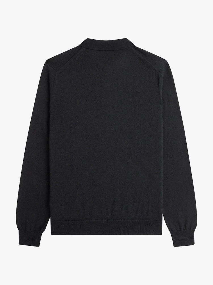 Fred Perry Black Classic LS Knitted Shirt - Image 2 of 2