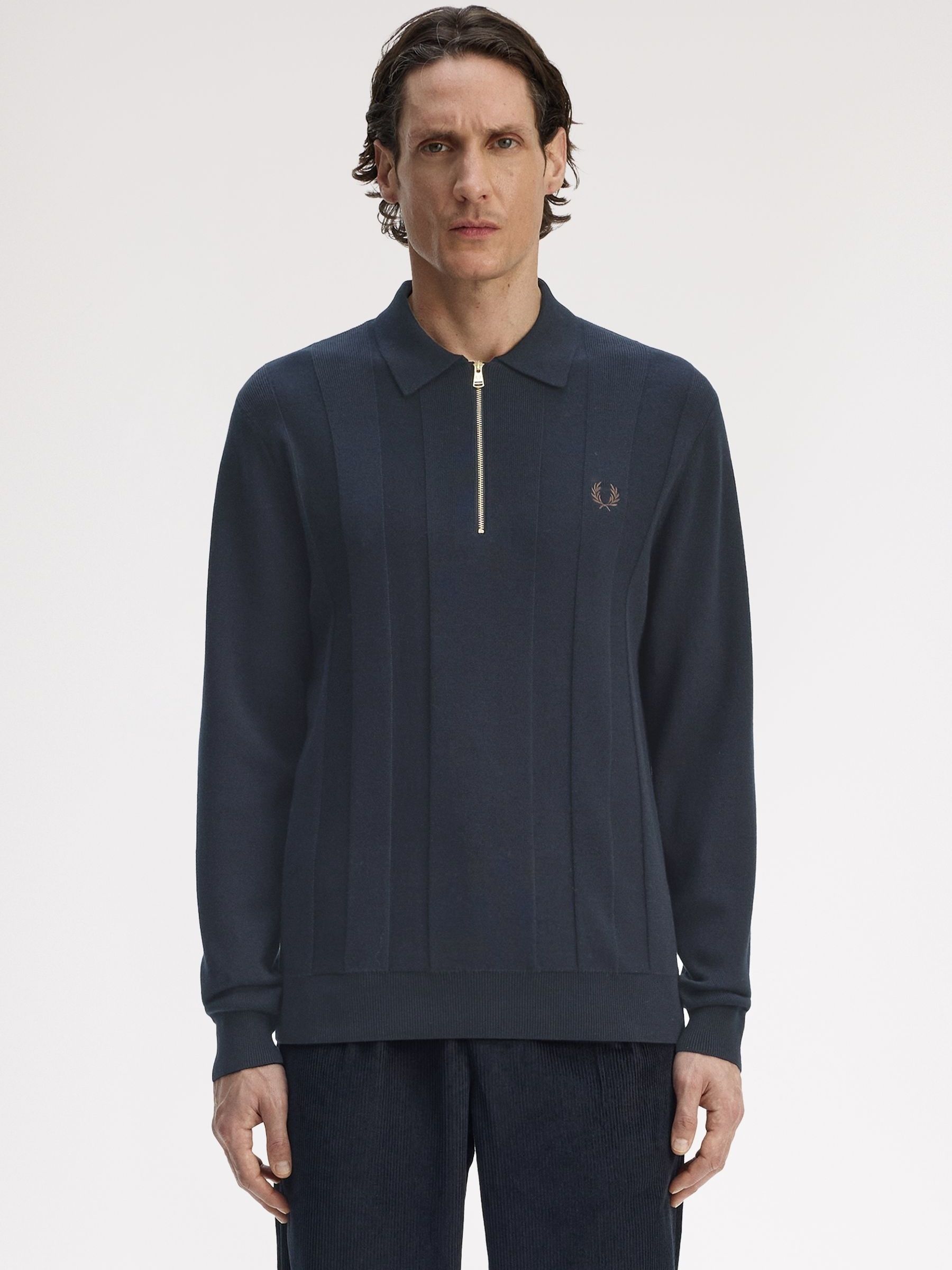 Buy Fred Perry Blue Tonal Stripe Knitted Shirt from Next USA