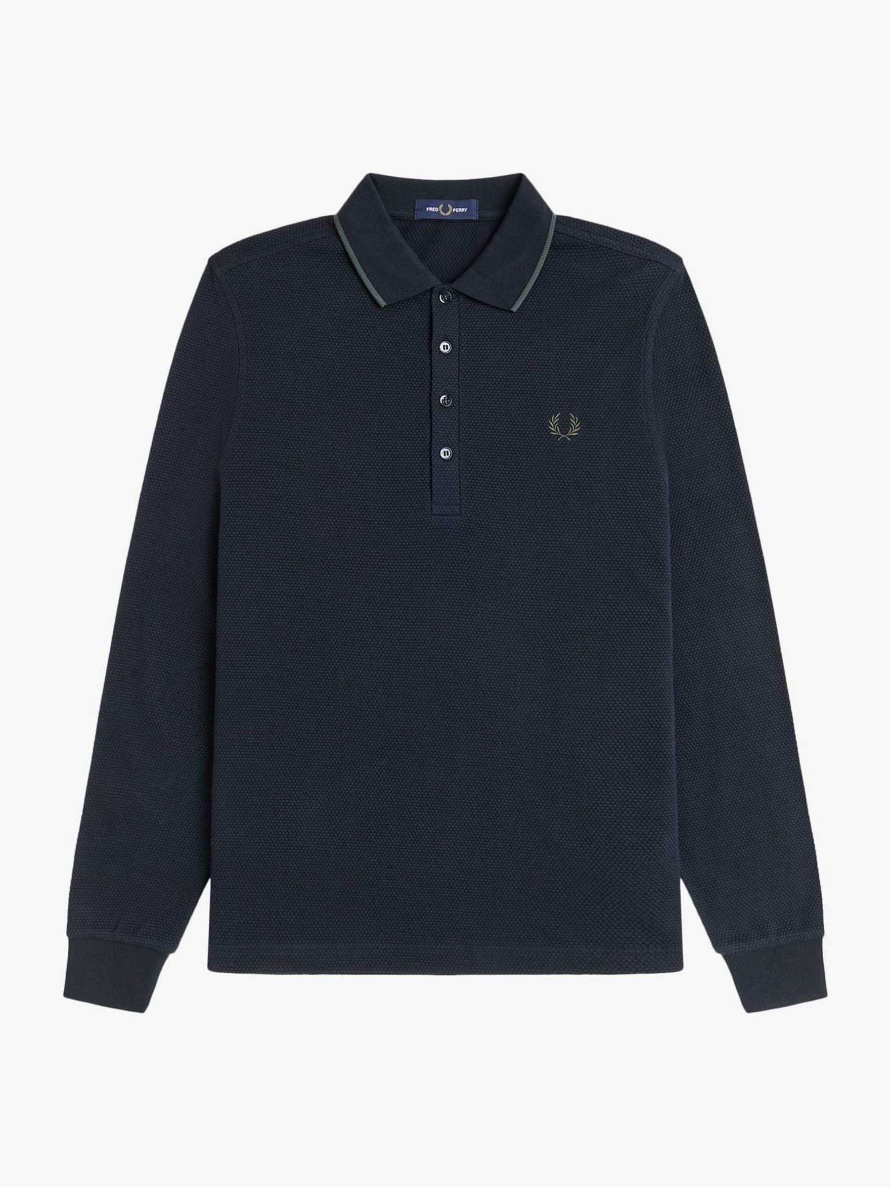 Buy Fred Perry Blue Textured Long Sleeve Polo Shirt from Next USA