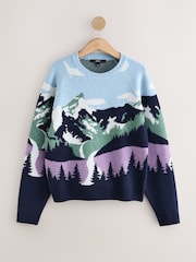 Multi Landscape Scene Supersoft Crew Neck Long Sleeve Jumper - Image 5 of 7