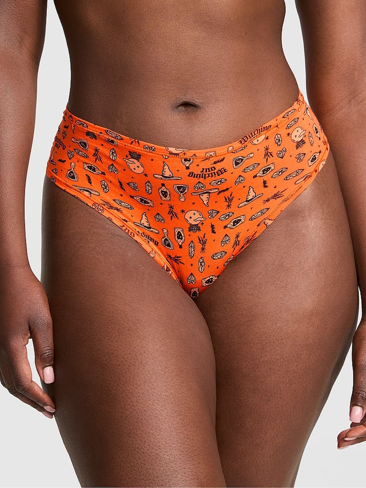 Victoria's Secret PINK Black Witchy Print Cheeky Cotton Knickers - Image 1 of 3 Victoria's Secret PINK Black Witchy Print Cheeky Cotton Knickers - Image 1 of 3