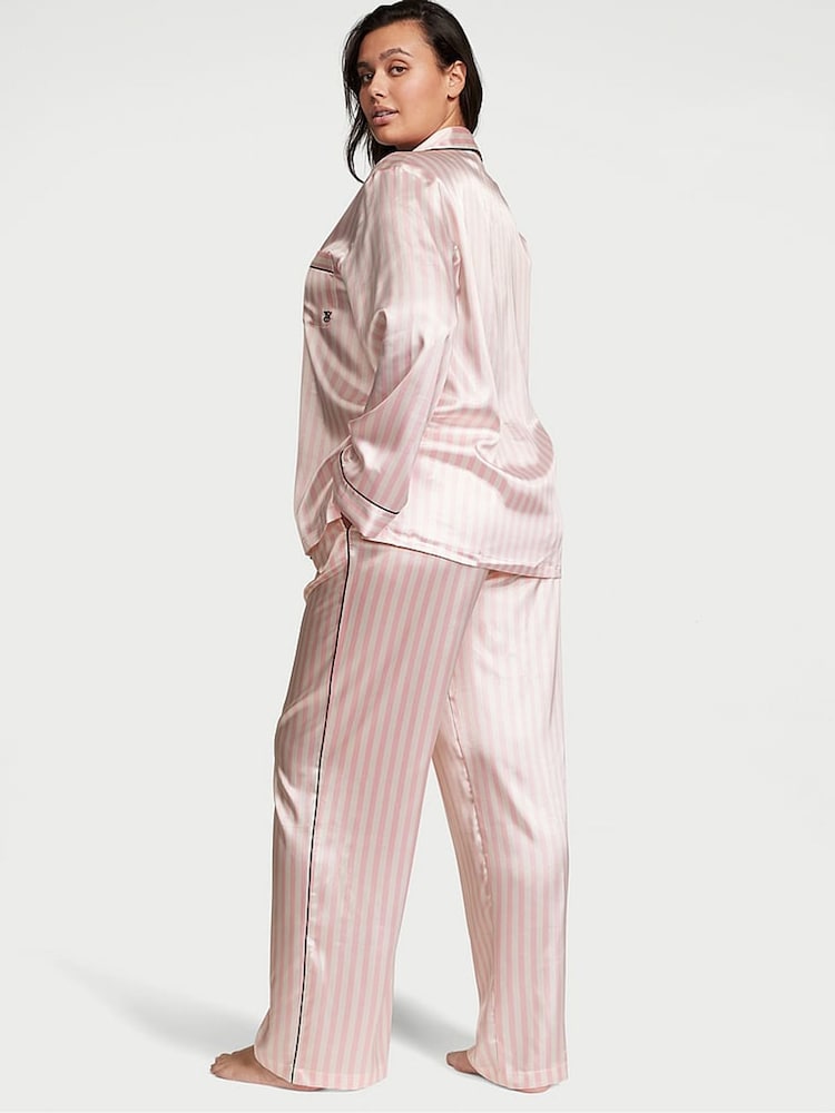 Victoria's Secret Pink Iconic Stripe Satin Long Pyjamas Set - Image 2 of 4