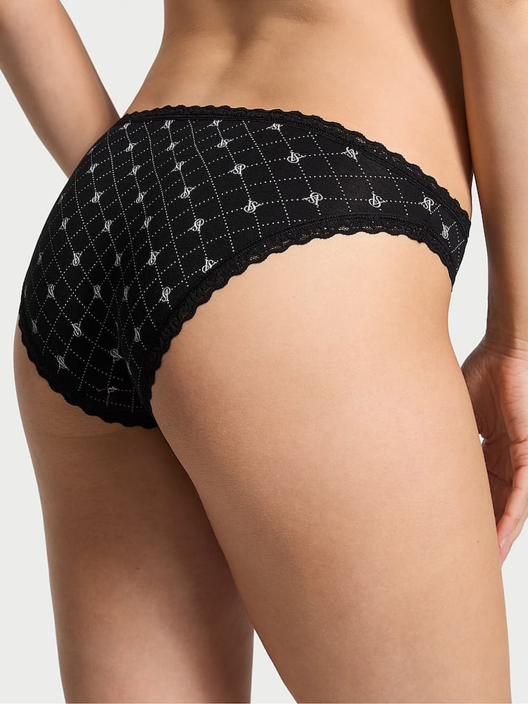 Victoria's Secret Black Logo Diamond Bikini Lace Trim Knickers - Image 2 of 2 Victoria's Secret Black Logo Diamond Bikini Lace Trim Knickers - Image 2 of 2