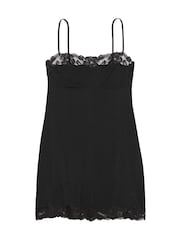Victoria's Secret Black Modal Straight Neck Slip Dress - Image 3 of 3