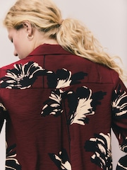 Burgundy Floral Print Long Sleeve Button Down Shirt - Image 5 of 8