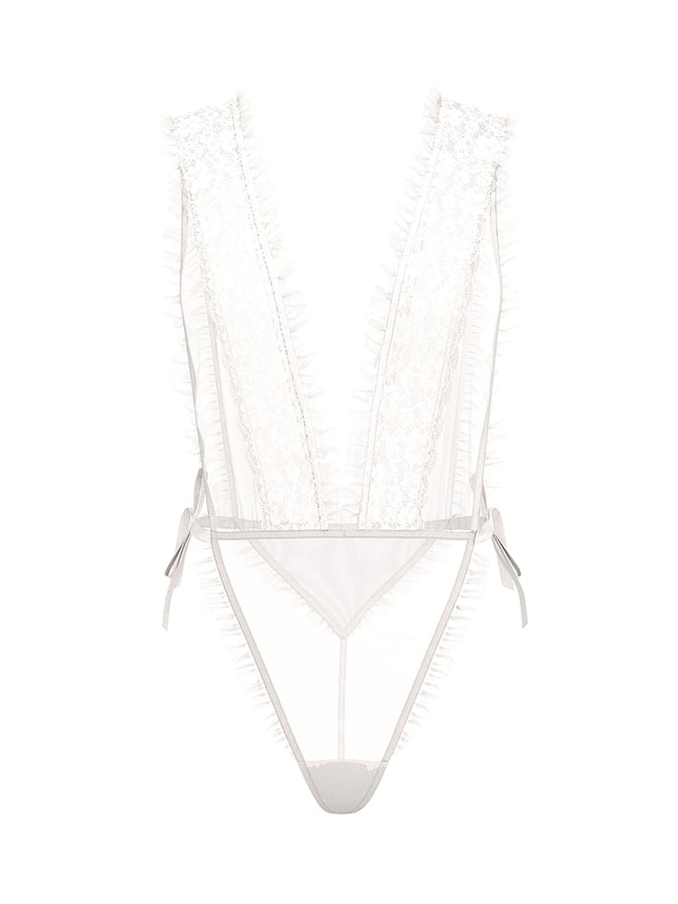 Victoria's Secret Coconut White Lace Sheer Bodysuit - Image 3 of 3