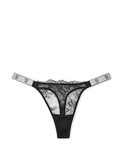 Victoria's Secret Black Thong Shine Strap Lace Knickers - Image 1 of 2