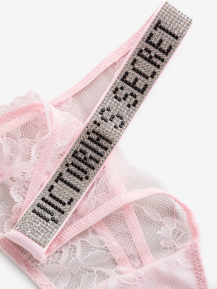 Victoria's Secret Angel Pink Thong Shine Strap Lace Knickers - Image 2 of 3
