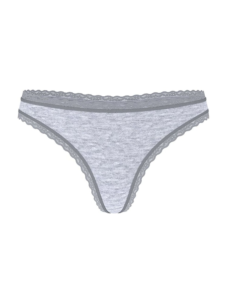 Victoria's Secret Heather Grey Thong Cotton Lace Trim Knickers - Image 3 of 3 Victoria's Secret Heather Grey Thong Cotton Lace Trim Knickers - Image 3 of 3