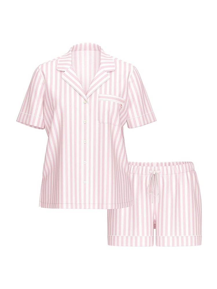 Victoria's Secret Pretty Blossom Pink Iconic Stripe Modal Short Pyjamas Set - Image 3 of 3