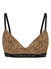 Victoria's Secret Leopard Brown Non Wired Lightly Lined Cotton Logo Bra - Image 1 of 2