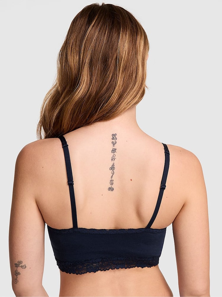 Victoria's Secret PINK Noir Navy Bralette Lace Trim Bralette - Image 2 of 3 Victoria's Secret PINK Noir Navy Bralette Lace Trim Bralette - Image 2 of 3