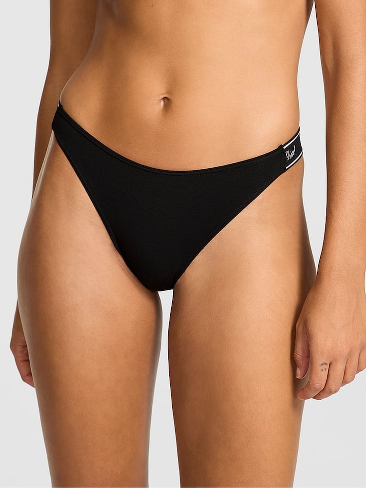 Victoria's Secret PINK Black Cotton Logo Knickers - Image 1 of 3