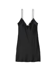 Victoria's Secret Black Satin Lace Trim Slip Dress - Image 3 of 3