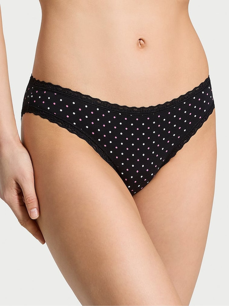 Victoria's Secret Black Dots Bikini Lace Trim Knickers - Image 1 of 3