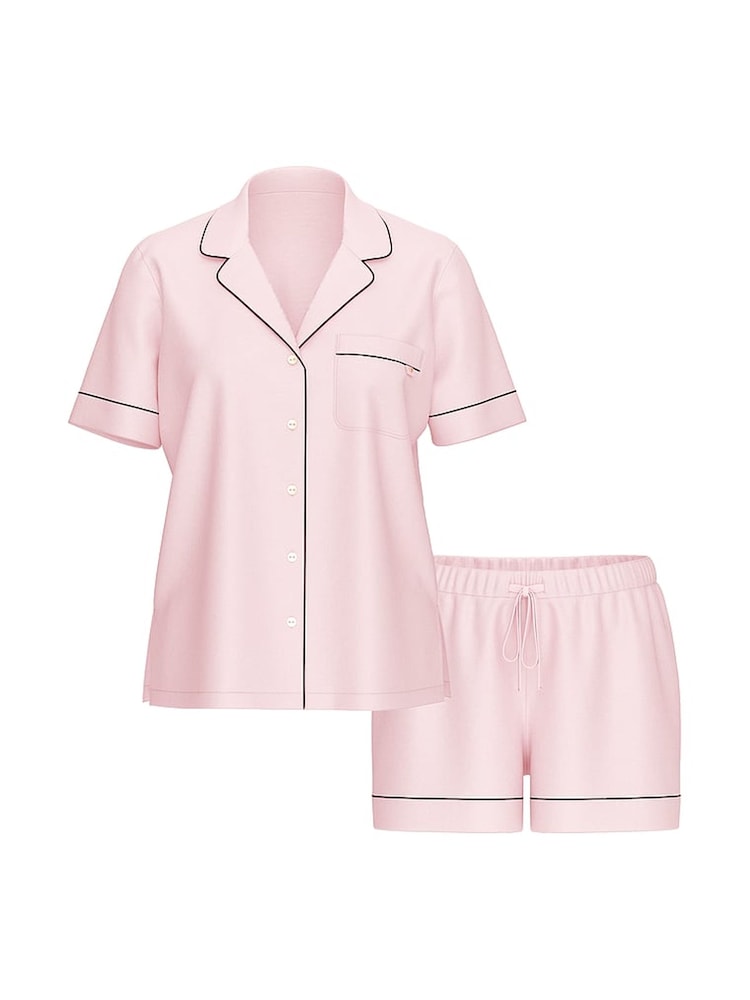 Victoria's Secret Angel Pink With Black Piping Modal Short Pyjamas Set - Image 3 of 3