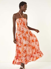 Roman Orange Shirred Bandeau Midi Dress - Image 2 of 5
