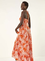 Roman Orange Shirred Bandeau Midi Dress - Image 3 of 5