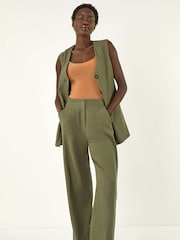 Roman Green Smart Twill Wide Leg Pocket 100% Cotton Trousers - Image 2 of 5