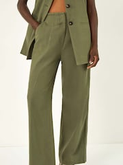 Roman Green Smart Twill Wide Leg Pocket 100% Cotton Trousers - Image 4 of 5