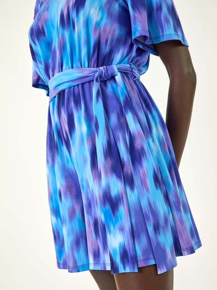 Roman Purple Abstract Belted Playsuit - Image 5 of 5