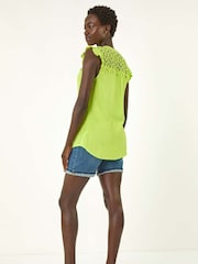 Roman Green Sleeveless Lace Detail Blouse - Image 3 of 5