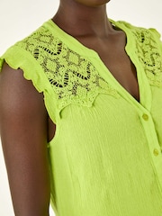 Roman Green Sleeveless Lace Detail Blouse - Image 5 of 5