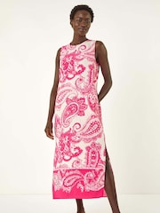 Roman Red Paisley Print Midi Dress - Image 1 of 5