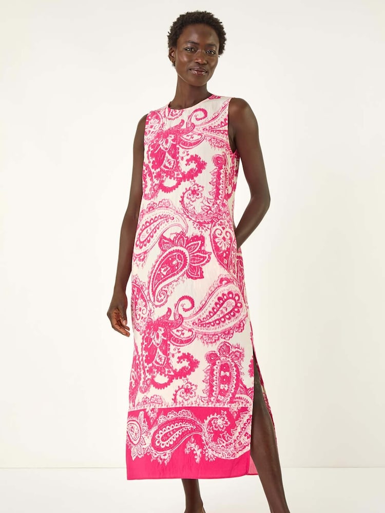 Roman Red Paisley Print Midi Dress - Image 1 of 5