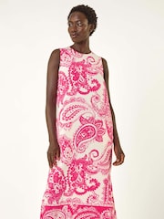 Roman Red Paisley Print Midi Dress - Image 2 of 5
