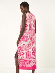 Roman Red Paisley Print Midi Dress - Image 3 of 5