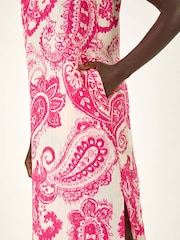 Roman Red Paisley Print Midi Dress - Image 5 of 5