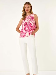 Roman Red Paisley Print Shell Vest Top - Image 2 of 5