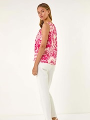 Roman Red Paisley Print Shell Vest Top - Image 3 of 5