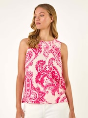 Roman Red Paisley Print Shell Vest Top - Image 4 of 5