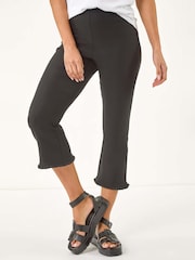 Roman Black Trim Flared Cropped Stretch Trousers - Image 2 of 5