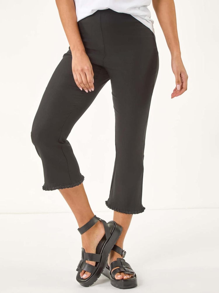 Roman Black Trim Flared Cropped Stretch Trousers - Image 2 of 5