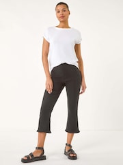 Roman Black Trim Flared Cropped Stretch Trousers - Image 4 of 5