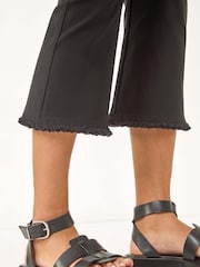 Roman Black Trim Flared Cropped Stretch Trousers - Image 5 of 5
