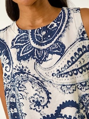 Roman Blue Paisley Print Shell Vest Top - Image 5 of 5