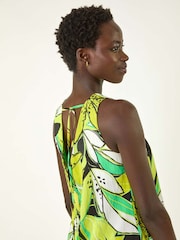 Roman Green Tropical Leaf Print Border Shift Dress - Image 4 of 5