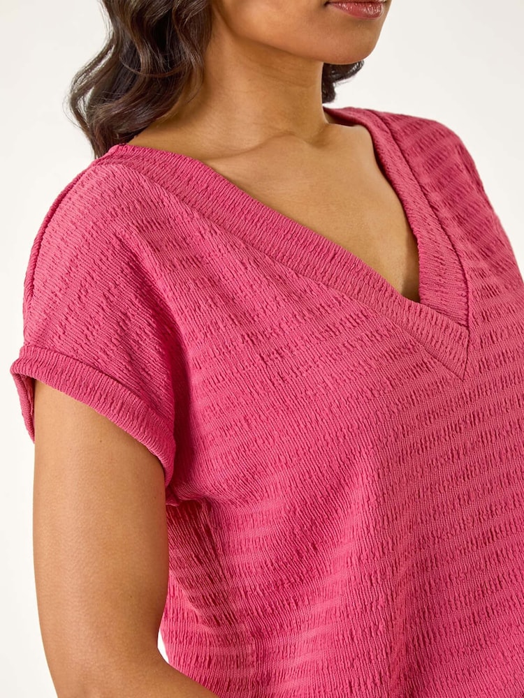 Roman Bubble Crepe V-Neck Stretch T-Shirt - Imagem 5 de 5