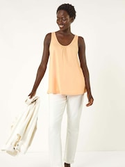 Roman Orange Plain V-Neck Stretch Jersey Vest Top - Image 1 of 5