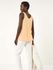 Roman Orange Plain V-Neck Stretch Jersey Vest Top - Image 3 of 5