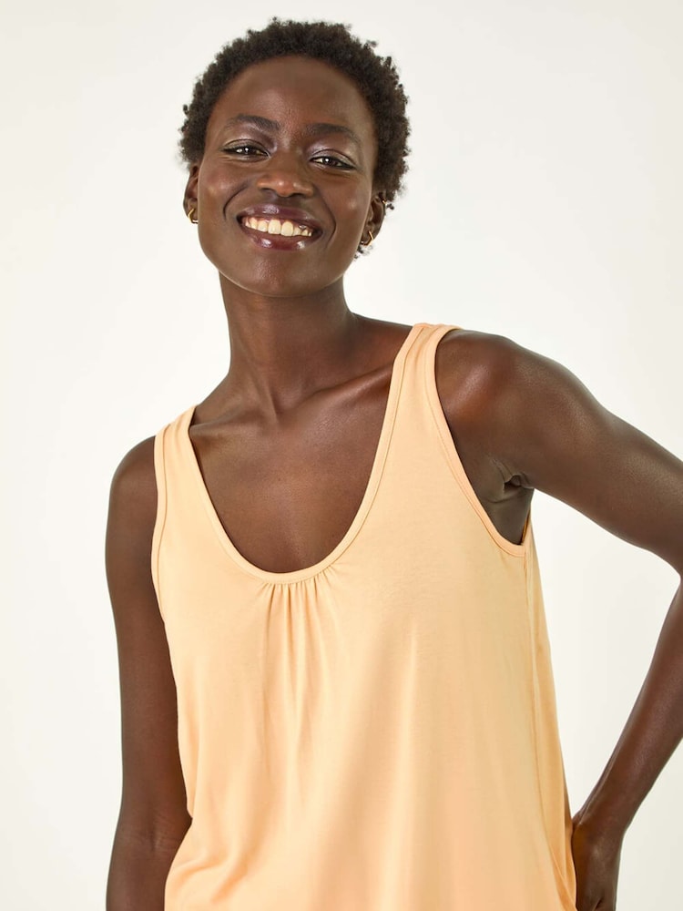 Roman Orange Plain V-Neck Stretch Jersey Vest Top - Image 5 of 5