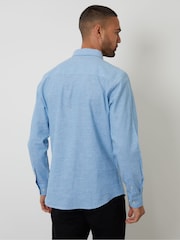 Threadbare Denim Blue Linen Blend Long Sleeve Shirt - Image 2 of 4