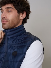 Threadbare Blue Matte Finish Padded Funnel Neck Gilet - Image 4 of 4
