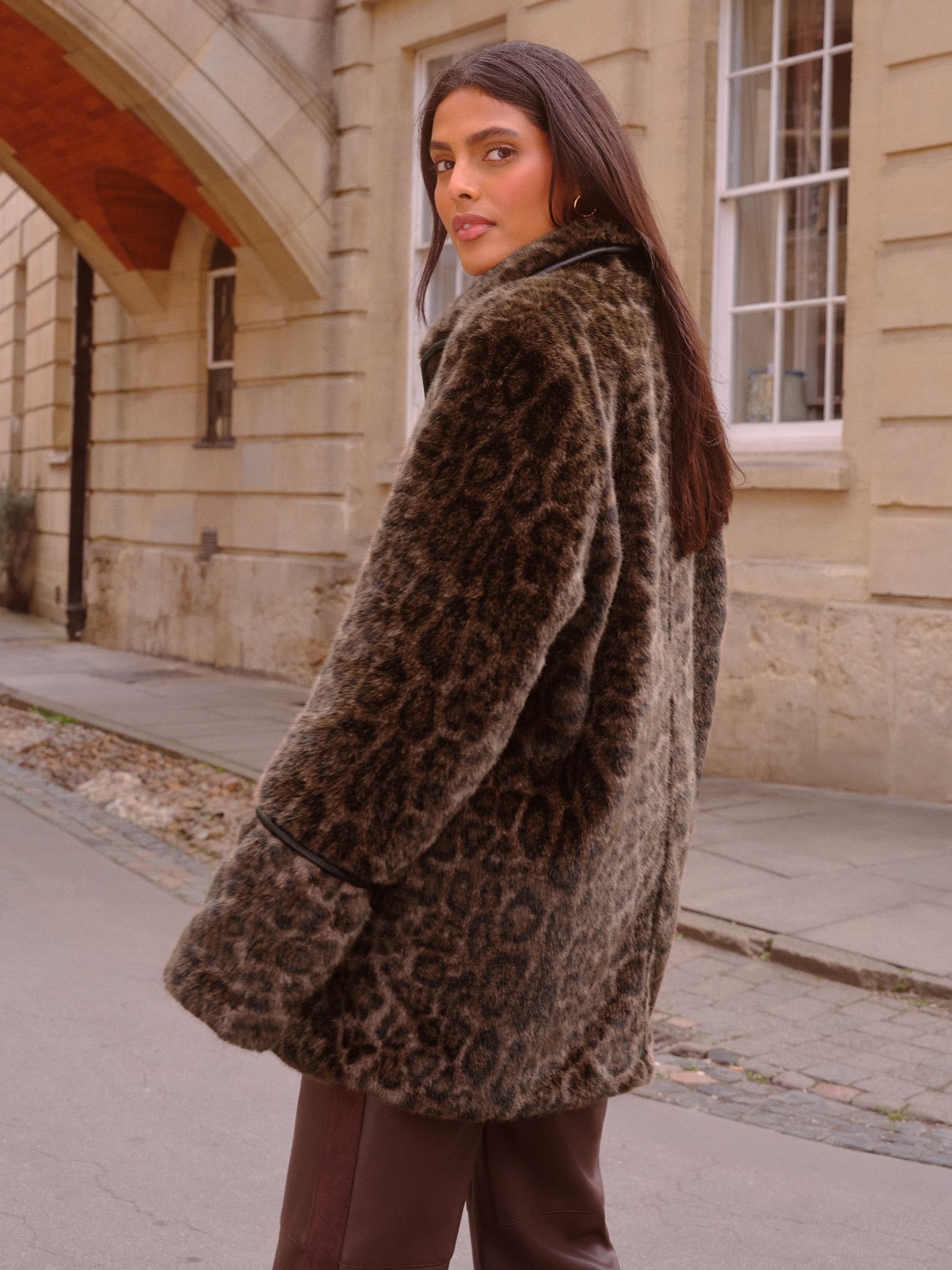 Buy Love & Roses Brown Leopard Print Faux Fur Coat from the Next