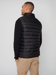 Threadbare Black Matte Finish Padded Funnel Neck Gilet - Image 2 of 4