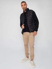 Threadbare Black Matte Finish Padded Funnel Neck Gilet - Image 3 of 4